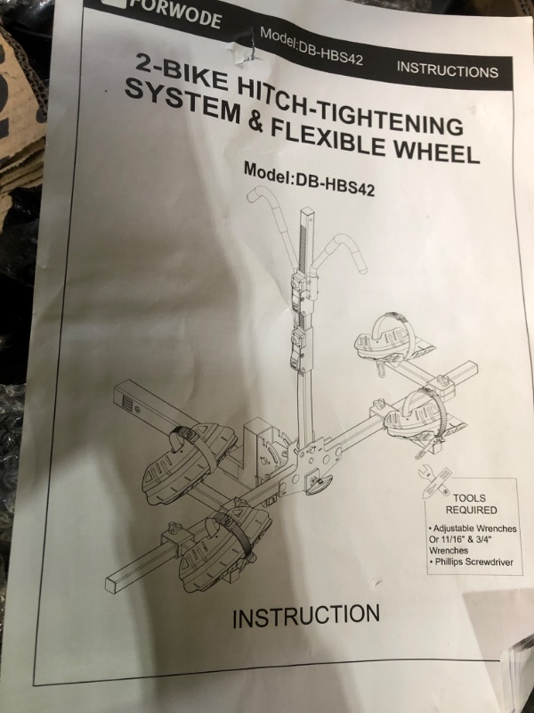 Photo 11 of FORWODE Hitch Mount Rack, Portable Tilting Folding Handle and Anti-sway Structure Bike Rack for Fits Fat Tire, Max 120 lbs for 2 Bike, 2" Receiver