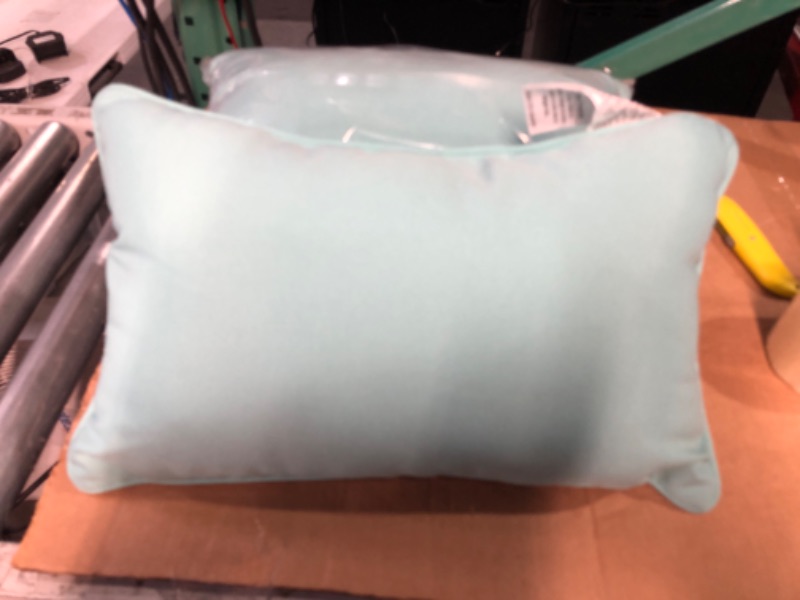 Photo 3 of (similiar to stock photo) JMGBird Outdoor Lumbar Pillows Set of 2, 12x20 light blue