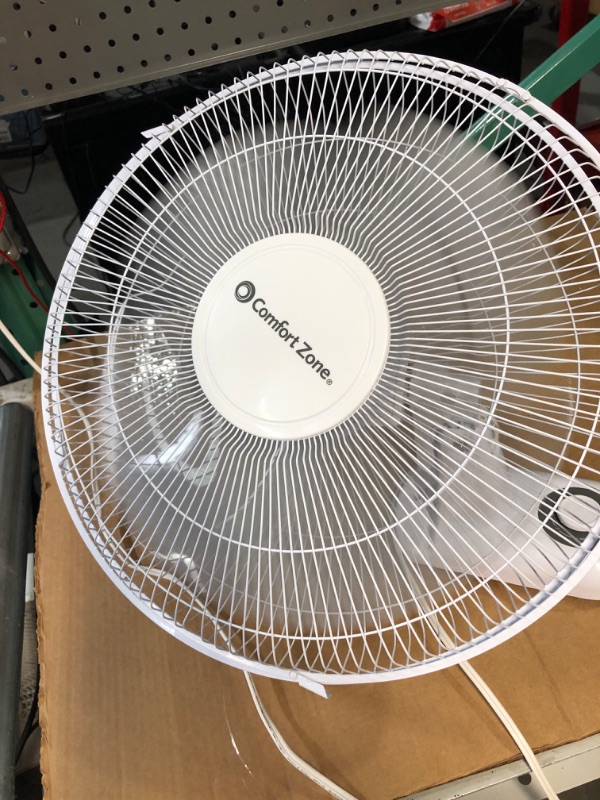 Photo 2 of (used/ see notes) Comfort Zone CZ16W 16” 3-Speed Oscillating Wall-Mount Fan