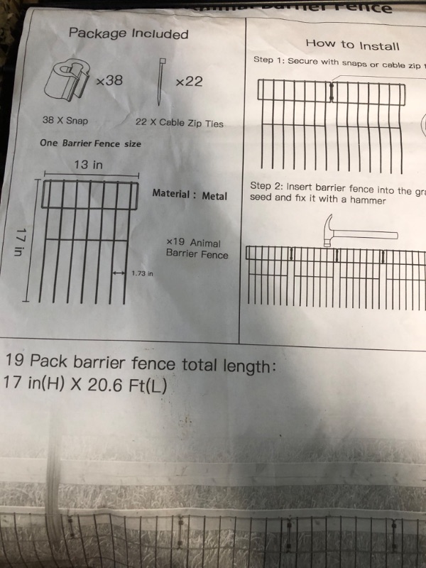 Photo 2 of (used) 19 Panels Animal Barrier Fence total Length 20.6 ft(L) X 17in(H)
