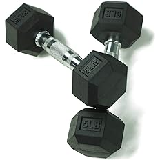 Photo 1 of  Pair of PowerFit Rubber Hex Dumbbells (5lb)