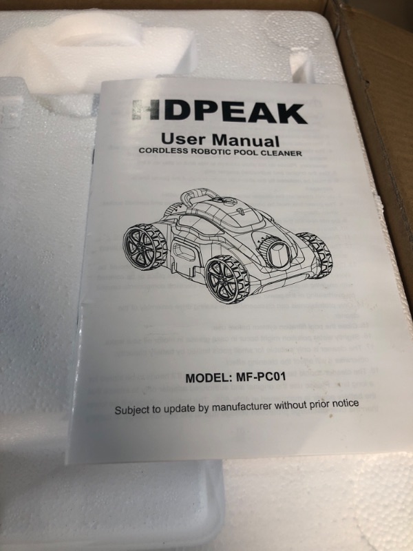 Photo 2 of * USED * 
Cordless Robotic Pool Cleaner, HDPEAK Pool Vacuum Lasts 110 Mins, Auto-Parking, Rechargeable, Automatic Cordless Pool Vacuum Ideal for Above/In-Ground Pools Up to 50 feet, Pink