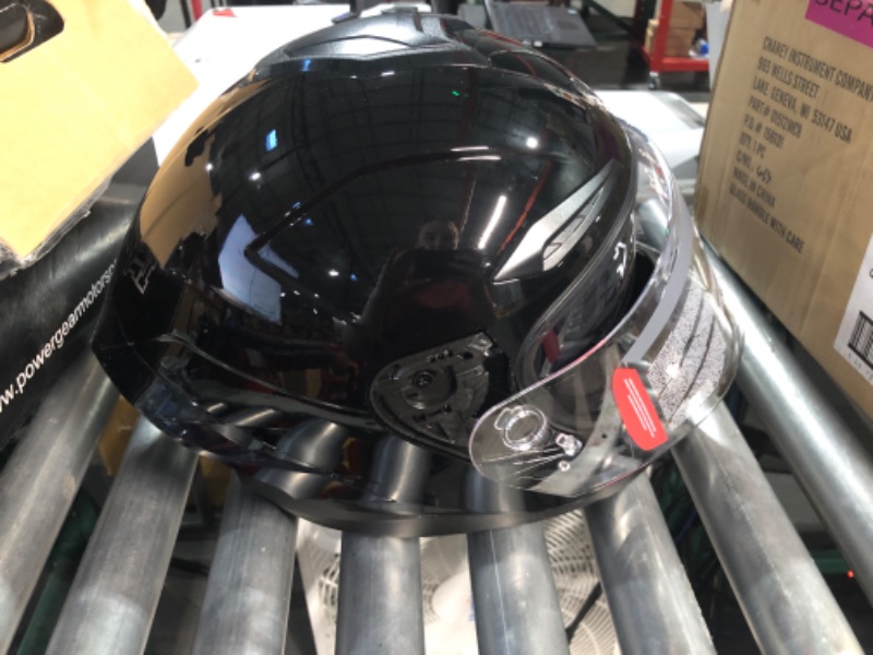 Photo 2 of 1Storm Motorcycle Full Face Helmet Ghost Street Bike Smoked Inner Visor Dual Visor Sun Shield: HJAH15 Gloss Black Large