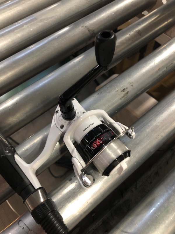 Photo 3 of * DAMAGED * 
Abu Garcia 6’ Ike Dude Youth Fishing Rod and Reel Spinning Combo, 2-Piece Rod, Size 30 Reel, Right/Left Handle Position,White Ike Dude Spinning (New Model)