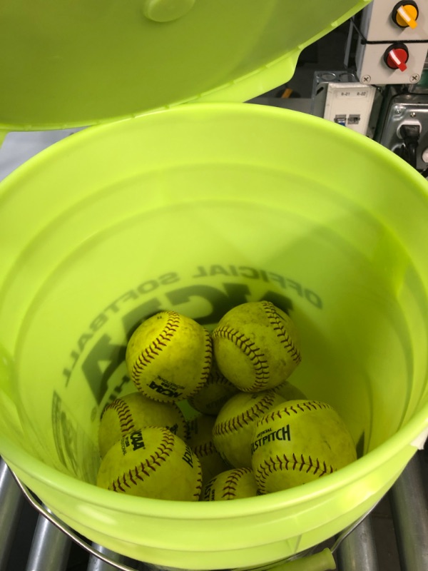 Photo 3 of *MISSING PARTS* *USED*
Rawlings | Bucket of 18 Practice Softballs | Ages 12U | 12" | Synthetic Cover 2023