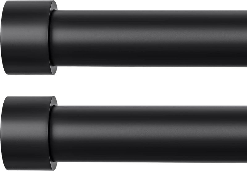 Photo 1 of *MISSING PARTS* *USED* 
TDZWIN 2 Pack Black Curtain Rods for Windows 48 to 84 Inch, 1 Inch Diameter Heavy Duty Black Curtain Rods, Matte Black Modern Telescoping Drapery Rods for Indoor &Outdoor (M8,Black,40-76 Inch)