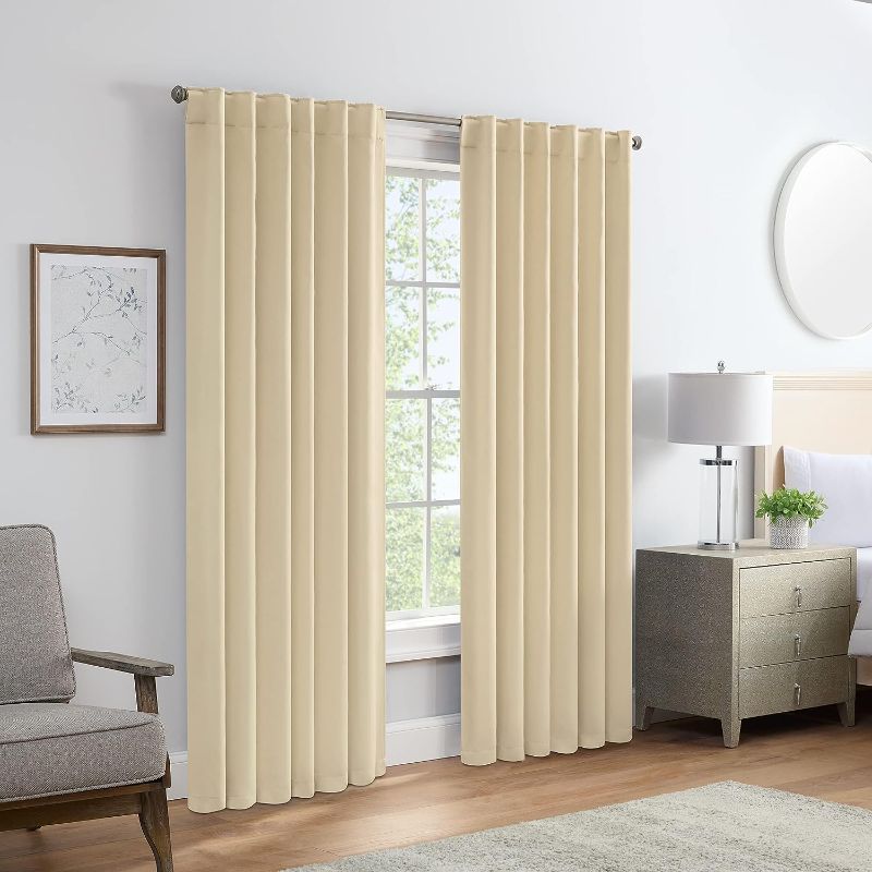 Photo 1 of  Solid Tripleweave Room Darkening Rod Pocket Window Curtains (2 Panels), 52 in x 95 in, Beige