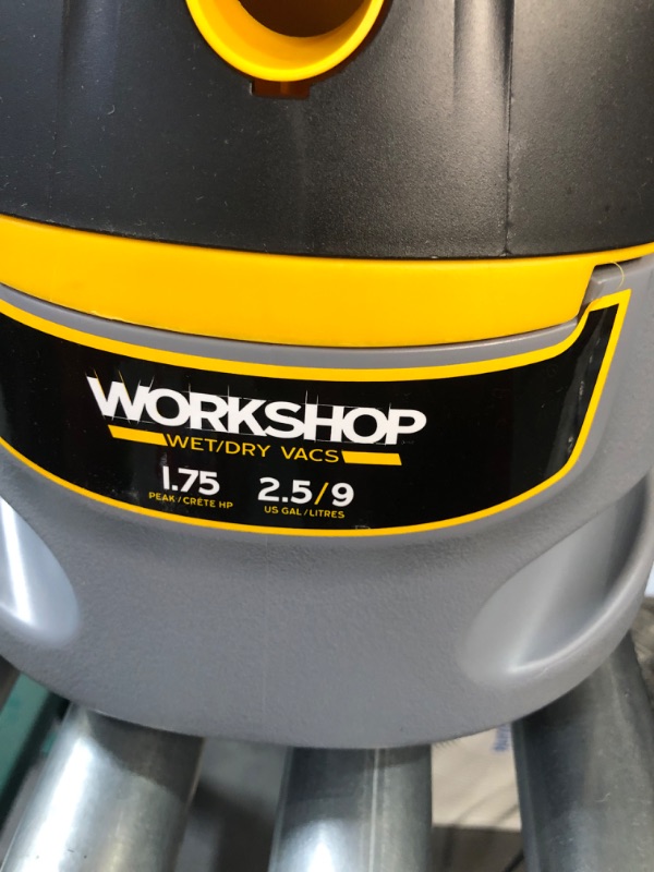 Photo 4 of *USED*
WORKSHOP Wet/Dry Vacs Vacuum WS0255VA Compact, Portable Wet/Dry Vacuum Cleaner, 2.5-Gallon Small Shop Vacuum Cleaner, 1.75 Peak HP Portable Vacuum,Grey/ Black/ Yellow