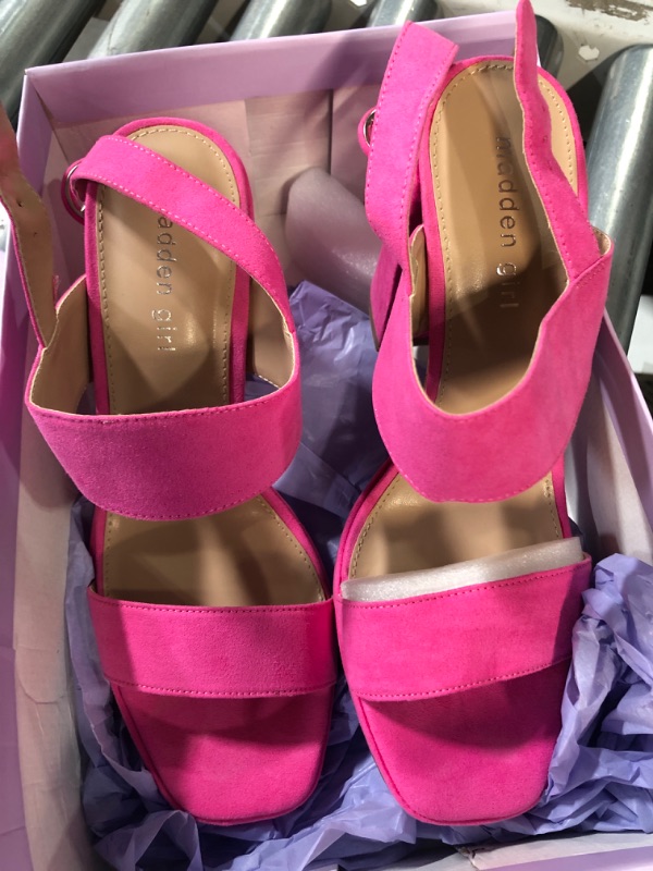 Photo 4 of *USED*
Madden Girl Women's Mine Heeled Sandal SIZE 9 Pink Fabric