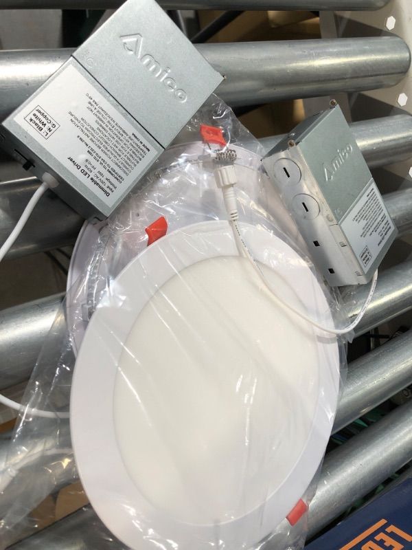 Photo 1 of Amico 2 Pack 8 Inch 5CCT Ultra-Thin LED Recessed Ceiling Light with Junction Box, 2700K/3000K/3500K/4000K/5000K Selectable, 18W Eqv 125W, Dimmable Canless Wafer Downlight, 1600LM High Brightness -ETL 5000k/4000k/3500k/3000k/2700k - 5cct White 8 Inch