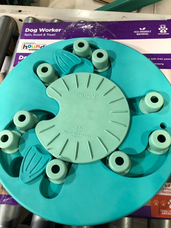 Photo 1 of (used/see notes) Outward Hound Nina Ottosson Dog Worker Green Interactive Treat Puzzle Dog Toy Level 3 (Advanced) Dog Worker (Green)