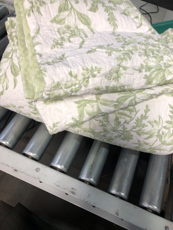 Photo 6 of (used/see notes) Laura Ashley - Queen Quilt Set Bedford Green/Off-white Queen