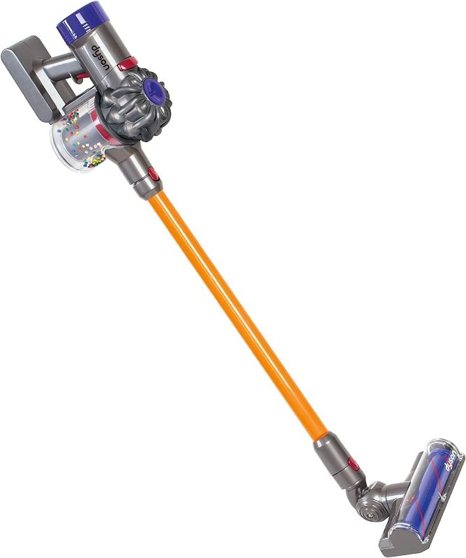 Photo 1 of *used*
Casdon Little Helper Dyson Cord-Free Vacuum Cleaner Toy, Grey, Orange and Purple (68702) Dyson Ball Vacuum Toy Vacuum with Working Suction and Sounds, 2 lbs, Length (cm): 23.5, Width (cm): 10.0, Height (cm): 14.5 / 71 stood up.