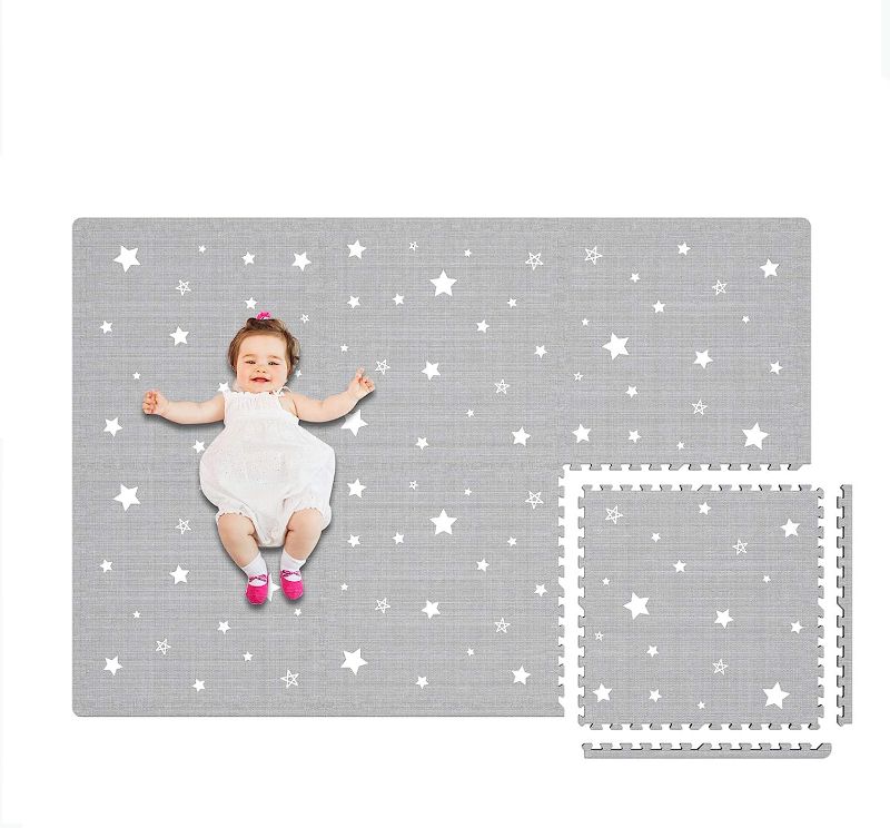 Photo 1 of Extra Large Baby Play Mat - 4FT x 6FT Non-Toxic Foam Puzzle Floor Mat for Kids & Toddlers (Grey/White Star)