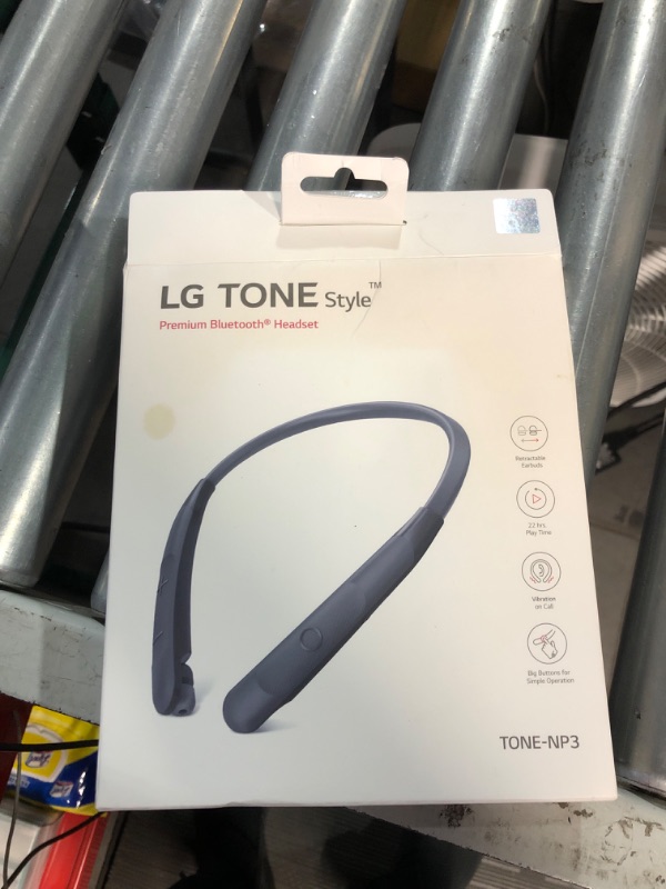 Photo 2 of (FOR PARTS ONLY AND USED) LG TONE Wireless Stereo Headset with Retractable Earbuds NP3, Black TONE-NP3