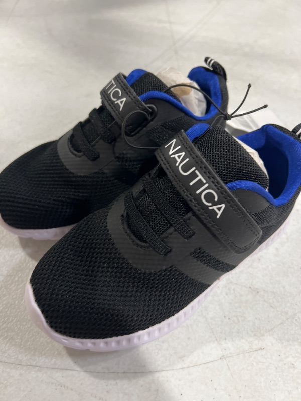 Photo 2 of *USED - LOOK NEW* Nautica Kids Fashion Sneaker Athletic Running Shoe with One Strap Black Cobalt White |Boys - Girls|(Toddler/Little Kid), Size 10 Toddler Black Blue