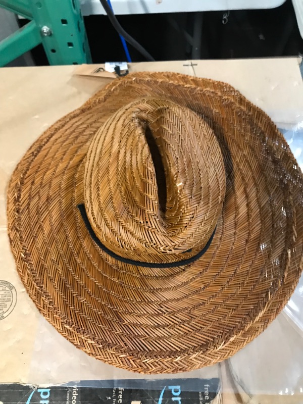 Photo 3 of *SLIGHTLY SMASHED, SEE PICTURES* Quiksilver Men's Pierside Lifeguard Beach Sun Straw Hat Small-Medium Dark Brown