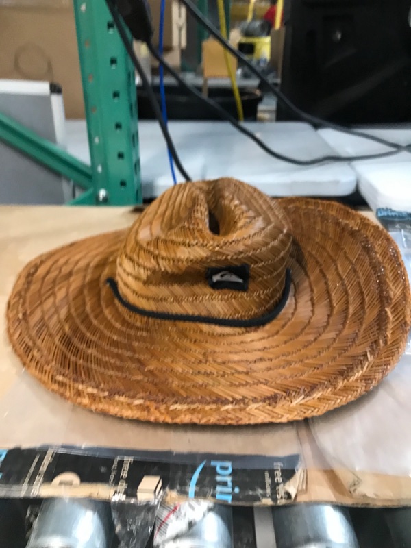 Photo 2 of *SLIGHTLY SMASHED, SEE PICTURES* Quiksilver Men's Pierside Lifeguard Beach Sun Straw Hat Small-Medium Dark Brown