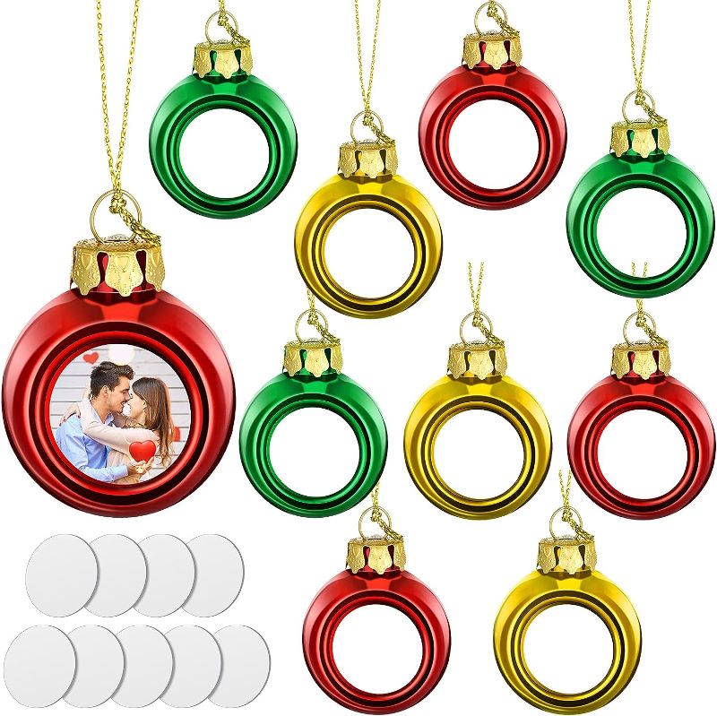 Photo 1 of 24 Pieces Sublimation Christmas Ball Ornaments Shatterproof Christmas Tree Ornaments Christmas Decorations Tree Balls Colorful Hanging Xmas Ball Ornaments for Holiday Wedding Party Decoration, 1.6 Inch
