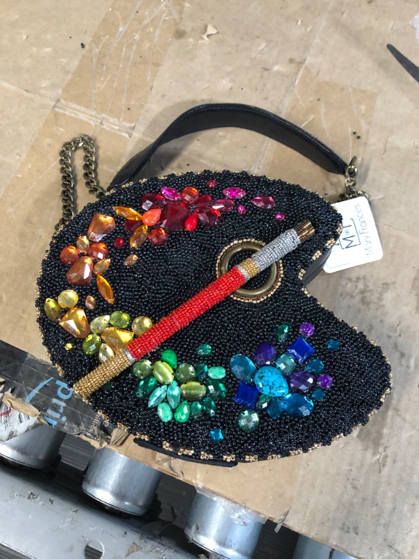 Photo 1 of *SOME SMALL BLACK BEADS MISSING - SEE PICTURES* Mary Frances Stroke of Genius Artist Palette Crossbody Statement Handbag, Multi