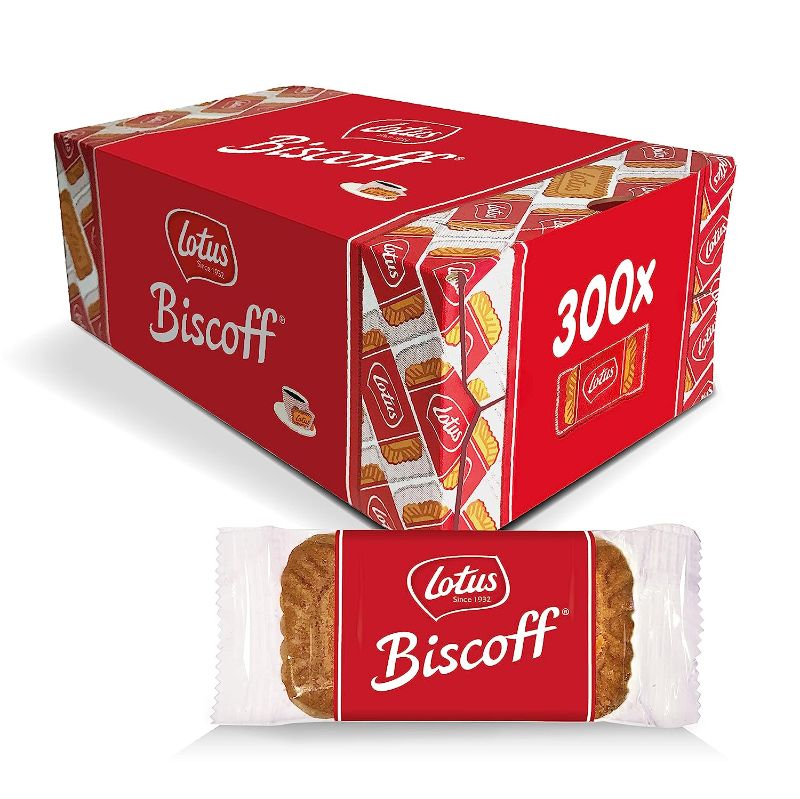 Photo 1 of *BEST BY 10/2023* Lotus Biscoff Cookies, Caramelized Biscuit Cookies – 300 Cookies Individually Wrapped – Vegan, 0.2 Ounce (Pack of 300)