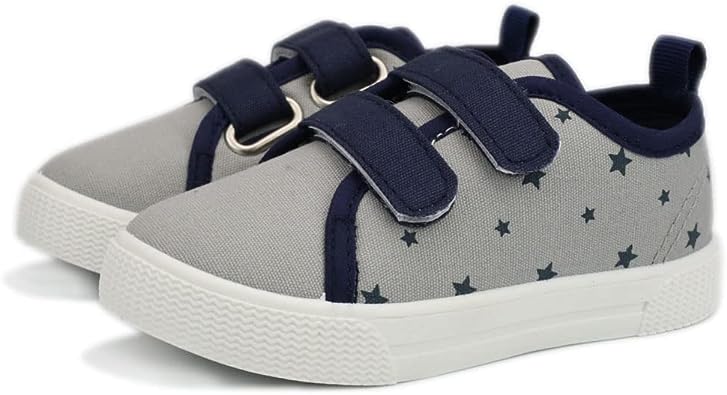 Photo 1 of MUYGUAY Toddler Sneakers Boys and Girls Low Top Canvas Wide Babies Walking Shoes with Adjustable Strap Lightweight Casual Shoes, size 8