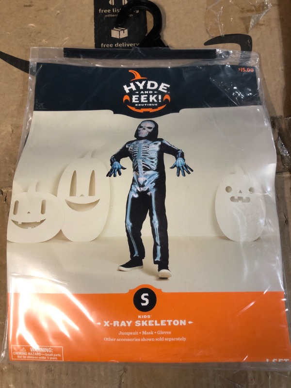 Photo 1 of Kids X-Ray Skeleton Costume, Size Small