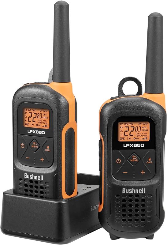 Photo 1 of *USED - UNABLE TO TEST* New Bushnell LPX650 Walkie Talkies - Waterproof Long Range Two Way Radios, IP67 Rugged Floating Design, USB-C Rechargeable - Equipped for Wherever Life Takes You (2 Pack)