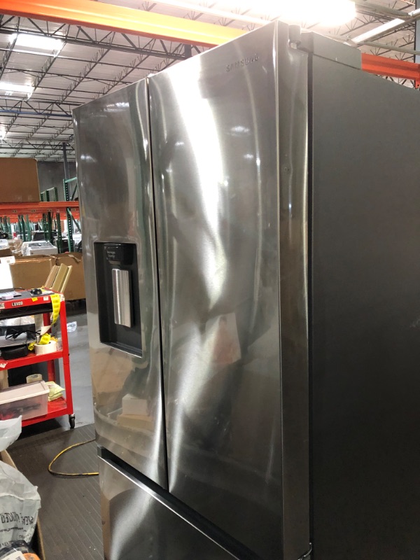 Photo 1 of 22 cu. ft. Smart 3-Door French Door Refrigerator with External Water Dispenser in Fingerprint Resistant Stainless Steel