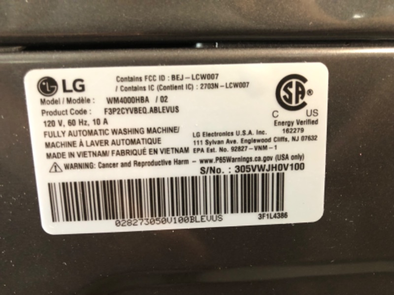 Photo 13 of 4.5 cu. ft. Ultra Large Capacity Smart wi-fi Enabled Front Load Washer with TurboWash™ 360° and Built-In Intelligence