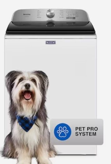 Photo 1 of Maytag Pet Pro 4.7-cu ft High Efficiency Agitator Top-Load Washer (White)