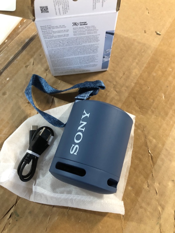 Photo 2 of Sony SRS-XB13 EXTRA BASS Wireless Bluetooth Portable Lightweight Compact Travel Speaker, IP67 Waterproof & Durable for Outdoor, 16 Hour Battery, USB Type-C, Removable Strap, & Speakerphone, Light Blue Light Blue Speaker