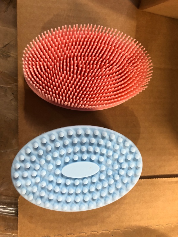 Photo 1 of 2 Pack Body Brush for Wet Dry Brushing, Silicone Blue & Pink