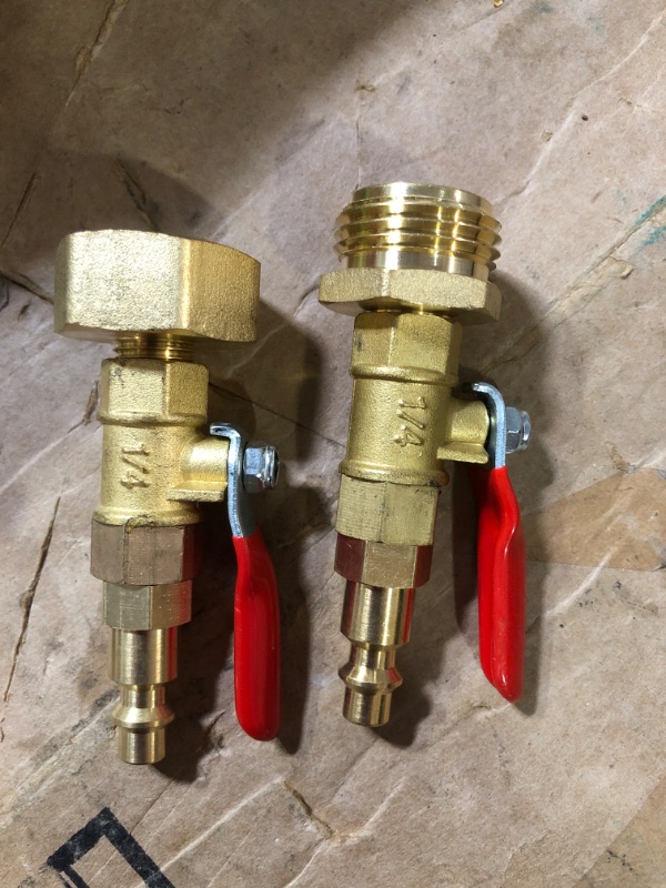 Photo 2 of 2pcs Brass Winterize Adapters Blowout Adapter Kit w/ 1/4" Quick Connect Plug, Female & Male 