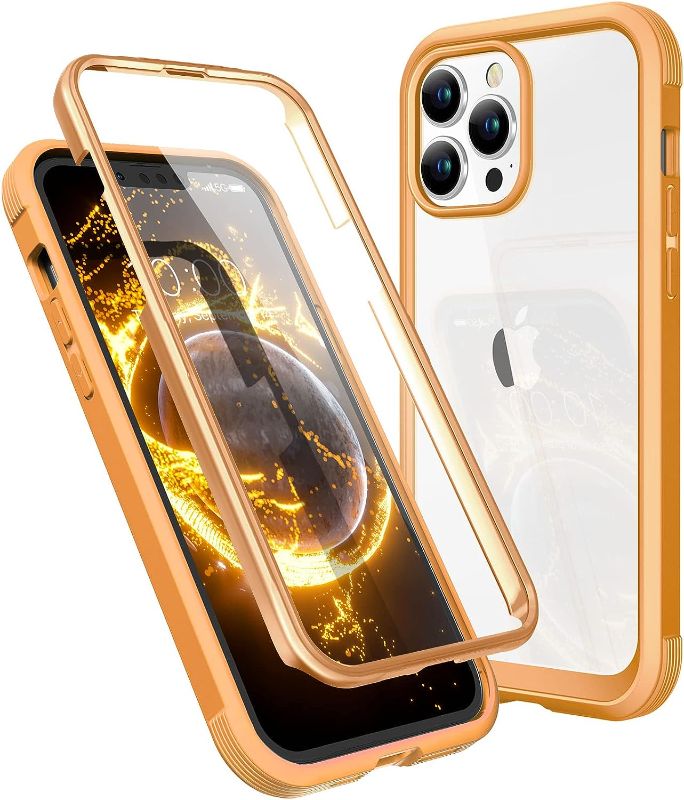 Photo 1 of Diaclara iPhone 13 Pro Case 6.1 inch [360° Shockproof Protection][Built-in Screen Protector]  GOLD
