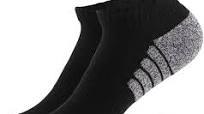 Photo 1 of XMJMH Running Socks Anti-Blister Cushioned Cotton Socks,Breathable Athletic Socks Ankle Socks 3 Pairs (Black,L)
