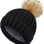 Photo 1 of HATOOZE WOMENS WINTER FUR POMPOM BLACK 