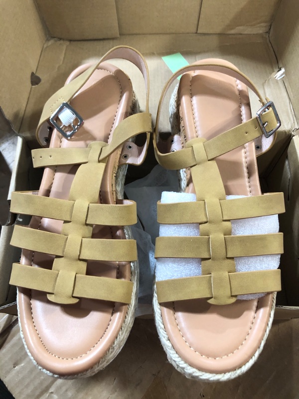 Photo 1 of Soda Embassy Nude Caged Esspadrille Open Toe Platform Flatform Wedge Sandals 9.5