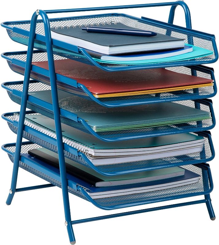 Photo 1 of Mind Reader Network Collection, 5-Tier Paper Tray 11.75" L x 14" W x 14.5" H, Turquoise