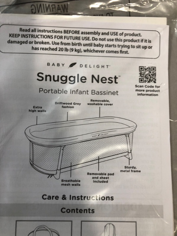 Photo 2 of Baby Delight Snuggle Nest Bassinet | Portable Baby Bed | for Infants 0 – 5 Months | Driftwood Grey