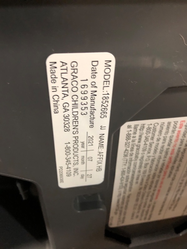 Photo 3 of *MINOR DAMAGE SEE NOTES*
Graco Affix Highback Booster Seat with Latch System, Atomic