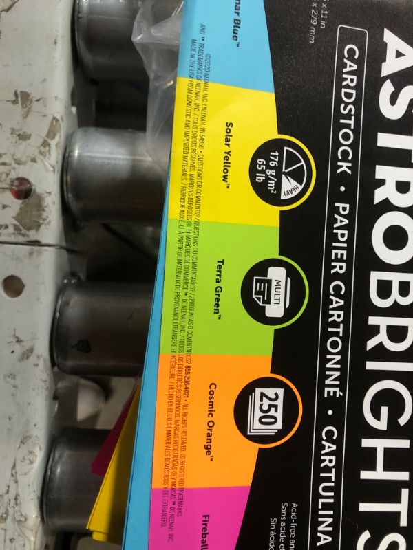 Photo 1 of SEE NOTES 
Astrobrights Color Cardstock -"Bright" Assortment, 65 lb Cover Weight, 8.5 x 11, Assorted, 250/Pack