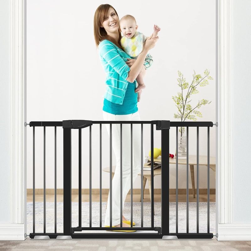 Photo 1 of Baby Gate, ALVOD 29.93''-51.5'' Wide 30" High Dog Gates for Doorways Auto Close, Extra Wide Baby Gate Easy Walk Thru with Door, Black