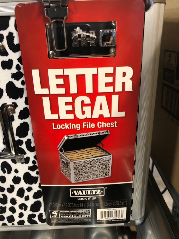 Photo 1 of Vaultz Locking File Storage Chest, Two-Handled, Letter/Legal File Storage, 17 1/2 x 14 x 12 1/2 Inches, Black and White Leopard (VZ03976)