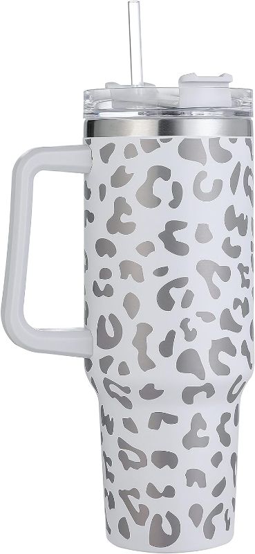 Photo 1 of  STOCK PHOTO FOR REFRENCE/SEE NOTES 
40oz Leopard Stainless Steel Tumbler with handle,