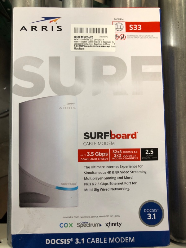 Photo 2 of ARRIS Surfboard S33 DOCSIS 3.1 Multi-Gigabit Cable Modem  3.1 Modem Only Router System