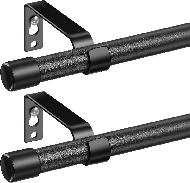 Photo 1 of 
Black Curtain Rods for Windows 48 to 84” - 5/8 Inch Blackout Curtain Rod 2 Pack - Heavy Duty