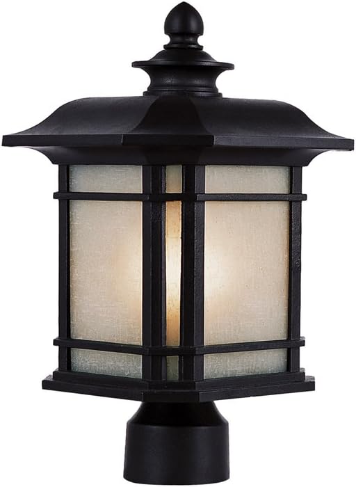 Photo 1 of 
Trans Globe Imports PL-5823 BK Transitional One Light Postmount Lantern from San Miguel Collection in Black Finish, 9.00 inches

