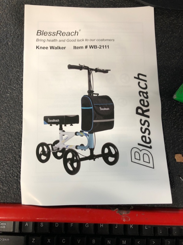 Photo 1 of BlessReach Economy Knee Scooter Steerable Knee Walker for Foot Injuries Compact Crutch Alternative with Dual Braking System