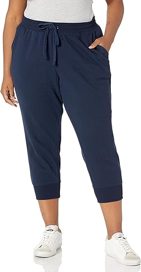 Photo 1 of 4 pack: Amazon Essentials Women's French Terry Fleece Capri Jogger Sweatpant - (black, grey, navy blue , light blue - M)